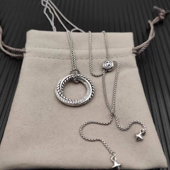 David Yurman Sterling Silver Crossover Loop Necklace - Picture 4 of 7